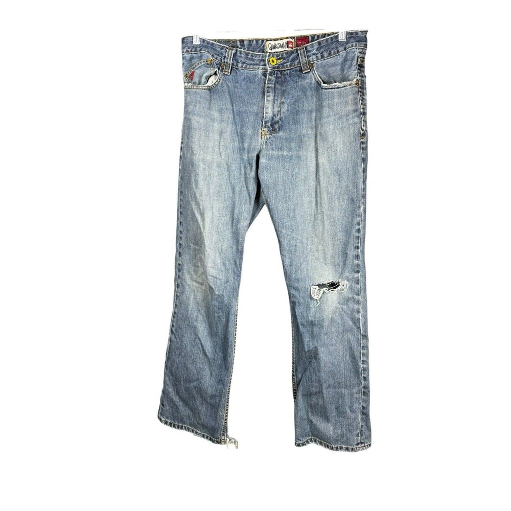 Vintage‎ Quiksilver QuikJean Men's Relaxed Fit Distressed Jeans 34x32 Y2K Skater